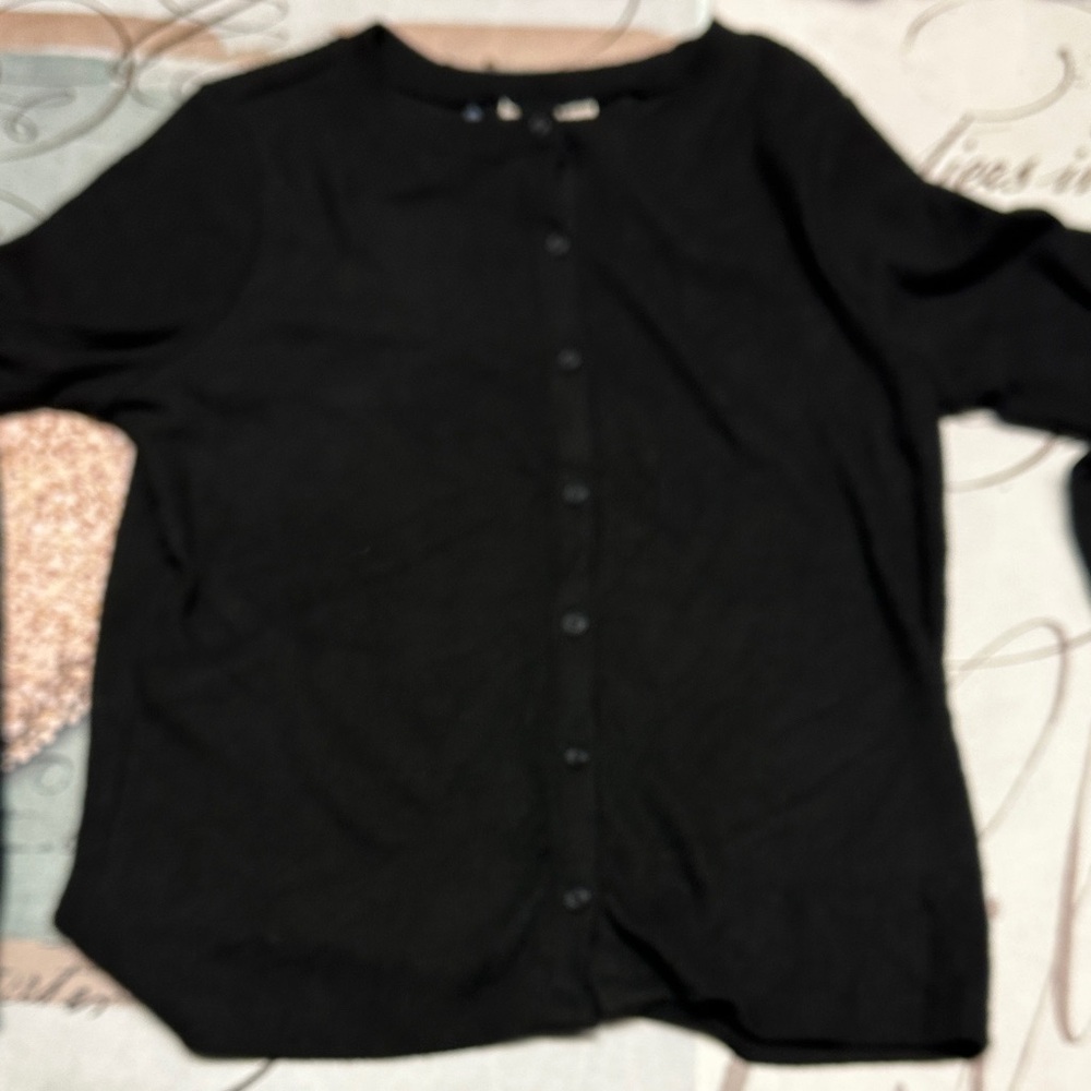 Women's Classic Black Button-Front Lightweight Sweater